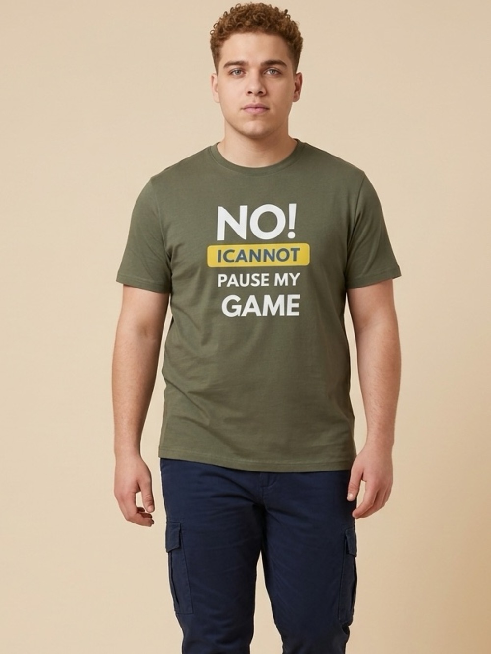 NWT Unisex Gray Short Sleeve “No I Can’t Pause My Game” Tee Gaming - Size XL